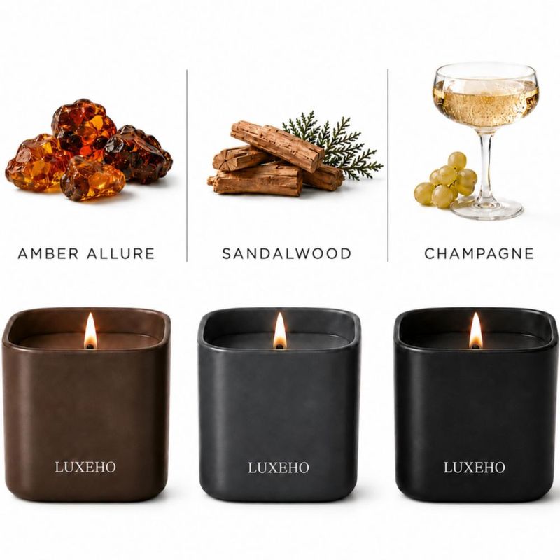 Set de Velas LUXEHO 3 Unidades 120 g Champán Sándalo