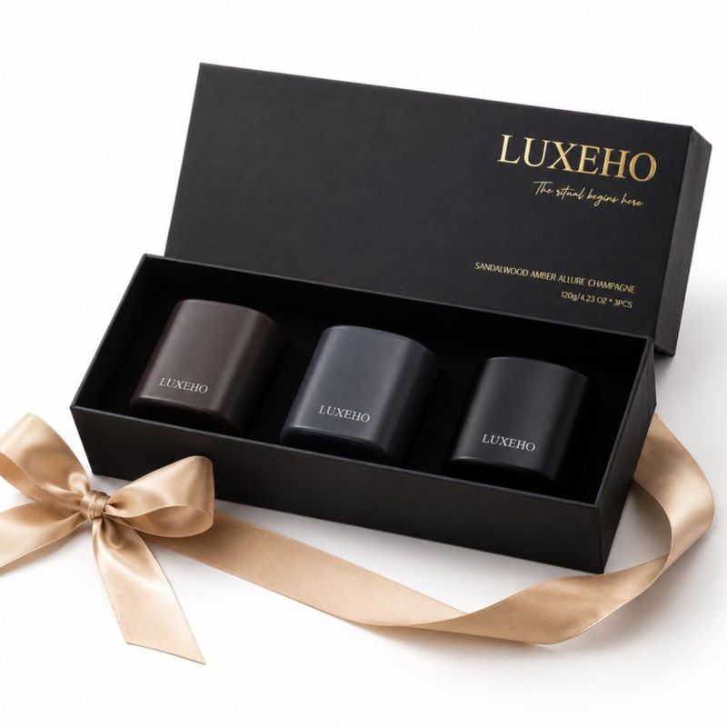 Set de Velas LUXEHO 3 Unidades 120 g Champán Sándalo