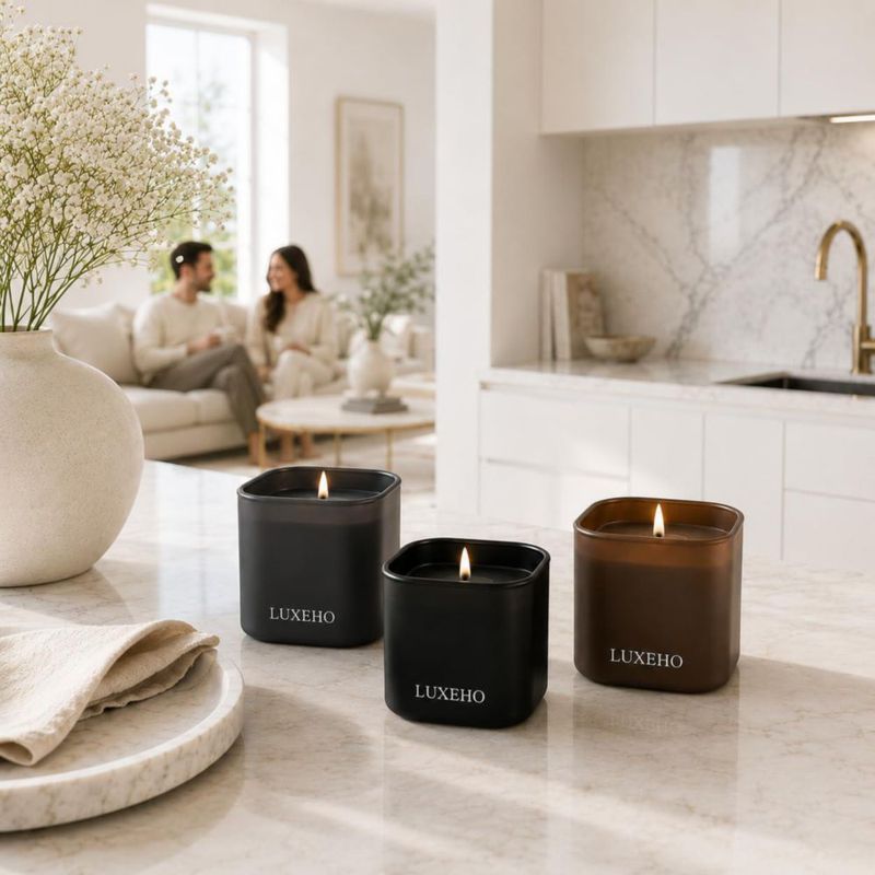 Set de Velas LUXEHO 3 Unidades 120 g Champán Sándalo