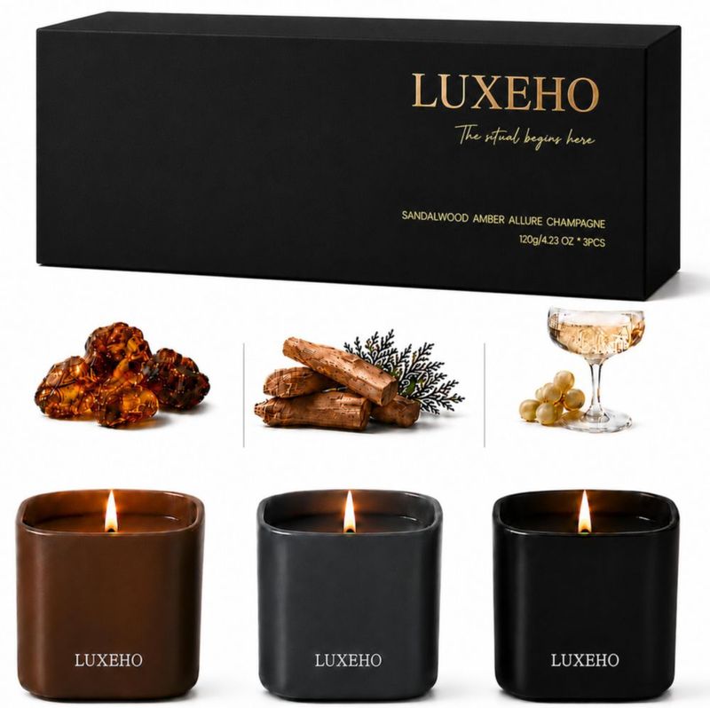 Set de Velas LUXEHO 3 Unidades 120 g Champán Sándalo