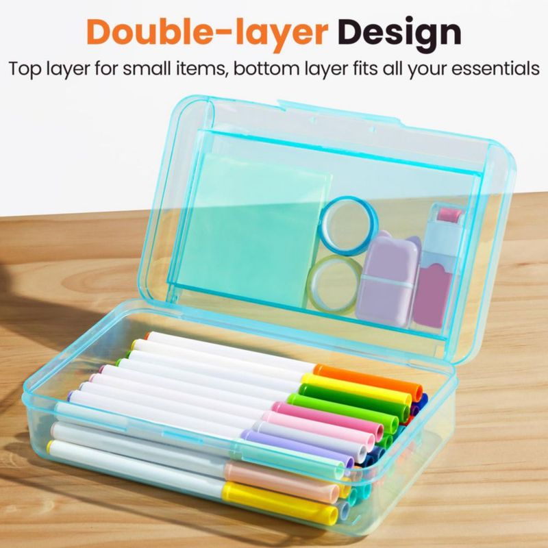 Estuche de lápices Sooez 20x12x6 cm doble capa transparente