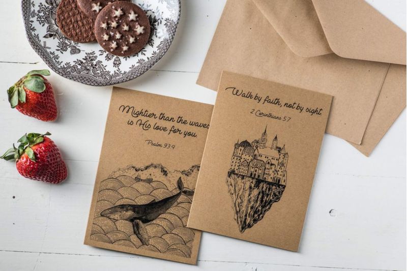 Tarjetas de Felicitación DIVERSEBEE 18 Kraft Cristianas Surtidas