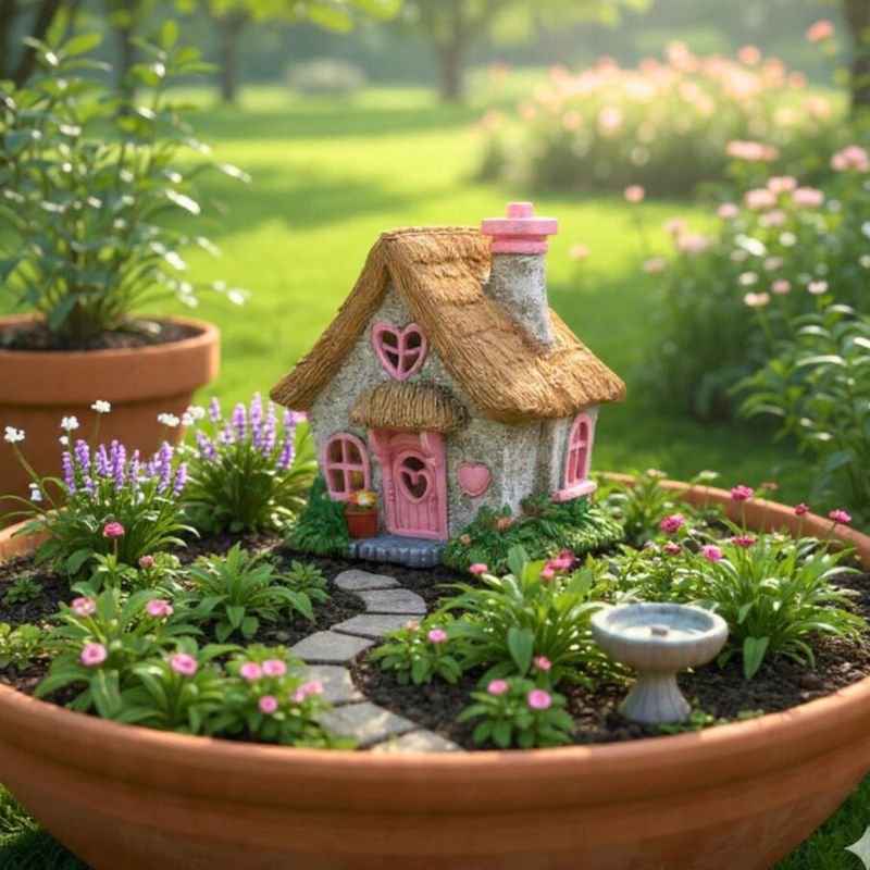 Escultura PRETMANNS Casa de Hadas Solar Rosa 19 cm