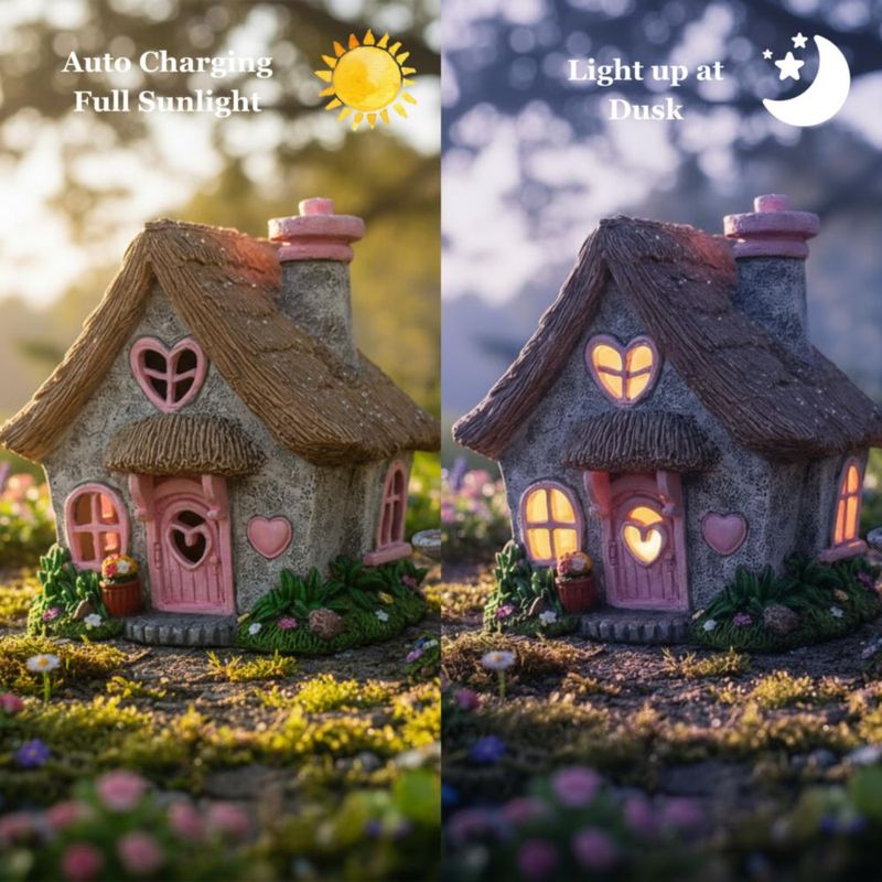 Escultura PRETMANNS Casa de Hadas Solar Rosa 19 cm