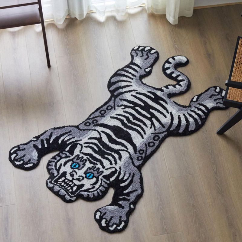 Alfombra de área stitchworn 152 × 100 cm Tigre lavable a máquina