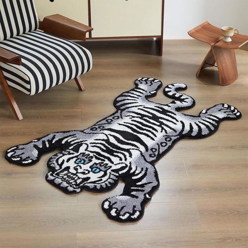 Alfombra de área stitchworn 152 × 100 cm Tigre lavable a máquina
