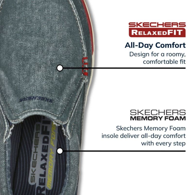 Mocasín Skechers USA Avillo Corte Relajado Azul Marino Talla 10 EE. UU.