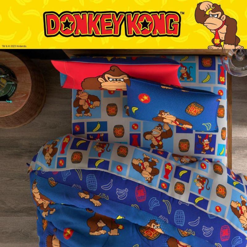 Juego de Cama Franco Individual Donkey Kong Reversible 5 piezas