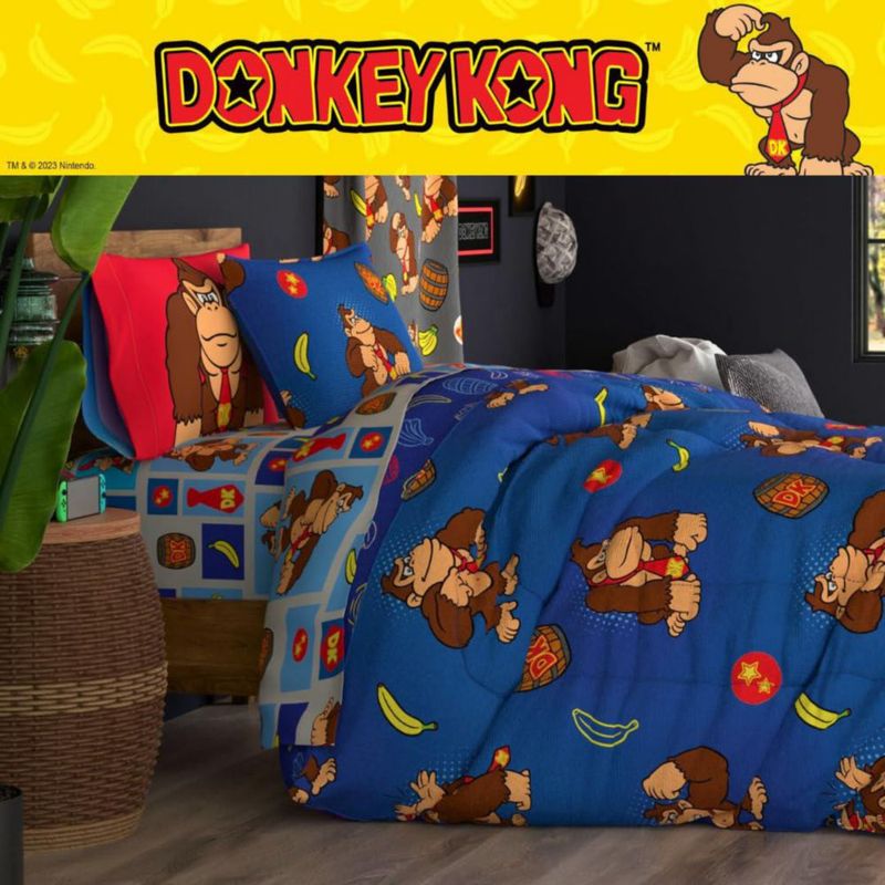 Juego de Cama Franco Individual Donkey Kong Reversible 5 piezas