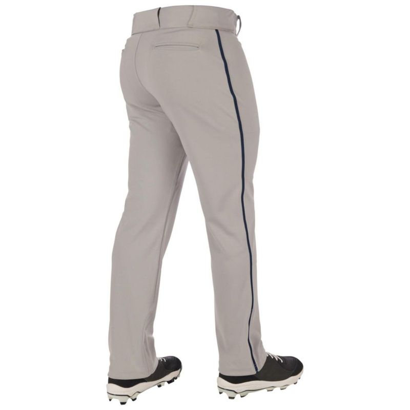 Pantalones de béisbol CHAMPRO Juvenil Talla Grande Gris con Trenza Azul Marino