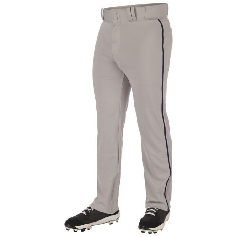 Pantalones de béisbol CHAMPRO Juvenil Talla Grande Gris con Trenza Azul Marino