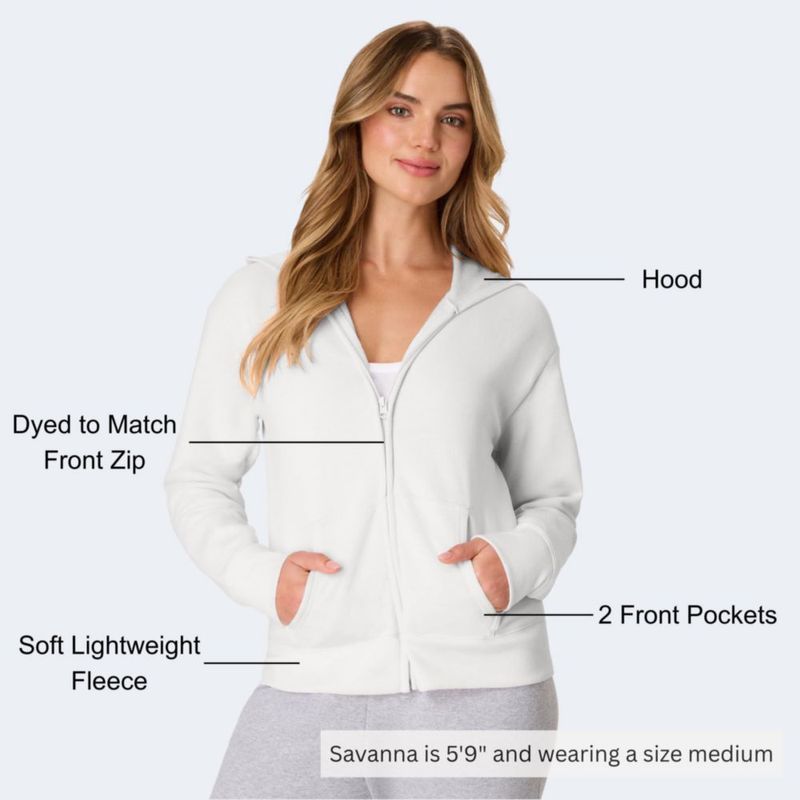 Sudadera con capucha Hanes XXL blanca de cremallera completa