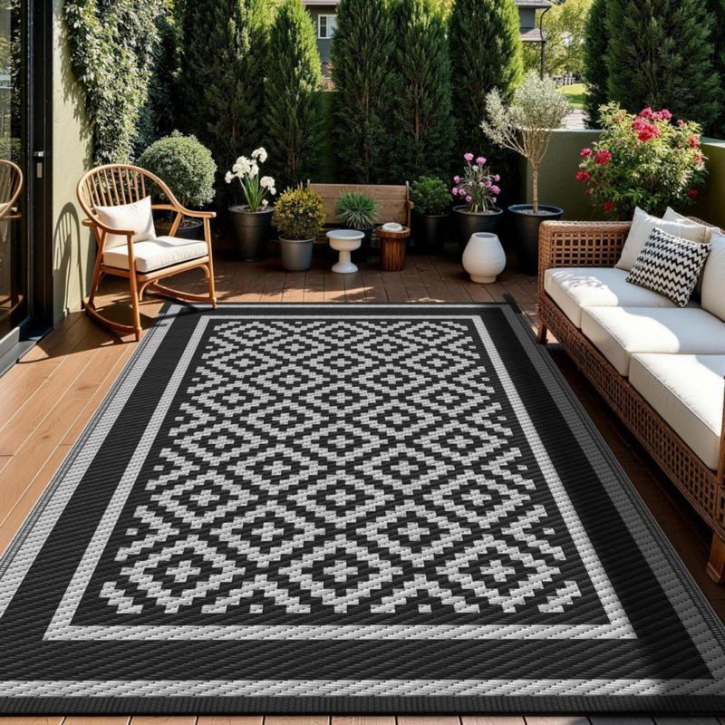 Alfombra Kohree 183 cm x 274 cm Diamante Negro y Gris