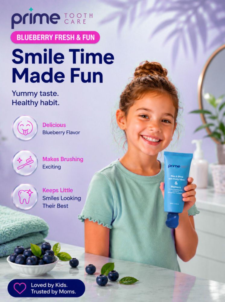 Pasta de dientes Prime Tooth Care 100 g Sabor a arándano – Sin flúor