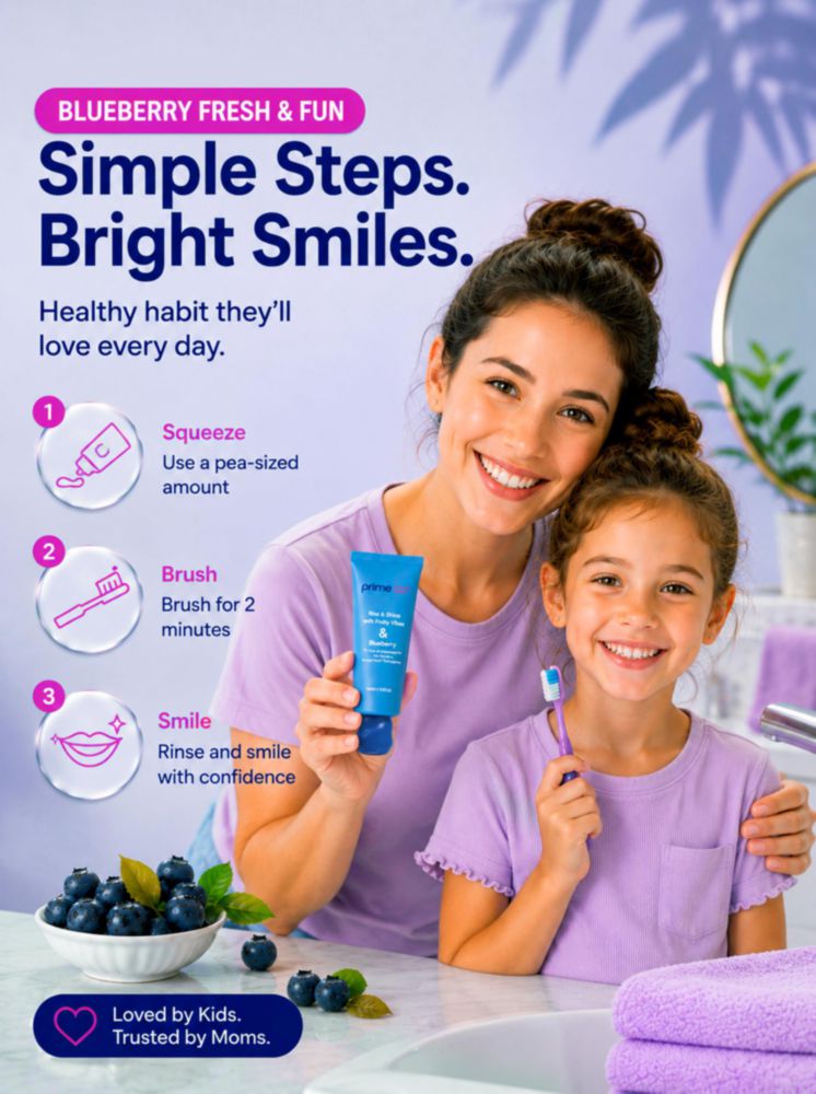 Pasta de dientes Prime Tooth Care 100 g Sabor a arándano – Sin flúor