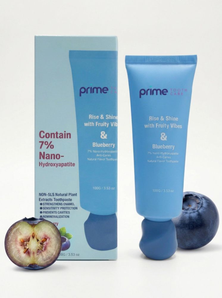 Pasta de dientes Prime Tooth Care 100 g Sabor a arándano – Sin flúor
