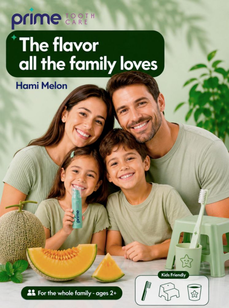 Pasta de dientes Prime Tooth Care 65 g Sabor Melón Hami con flúor y dispensador de bomba