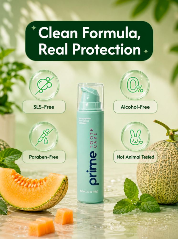 Pasta de dientes Prime Tooth Care 65 g Sabor Melón Hami con flúor y dispensador de bomba
