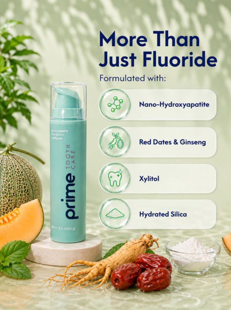 Pasta de dientes Prime Tooth Care 65 g Sabor Melón Hami con flúor y dispensador de bomba