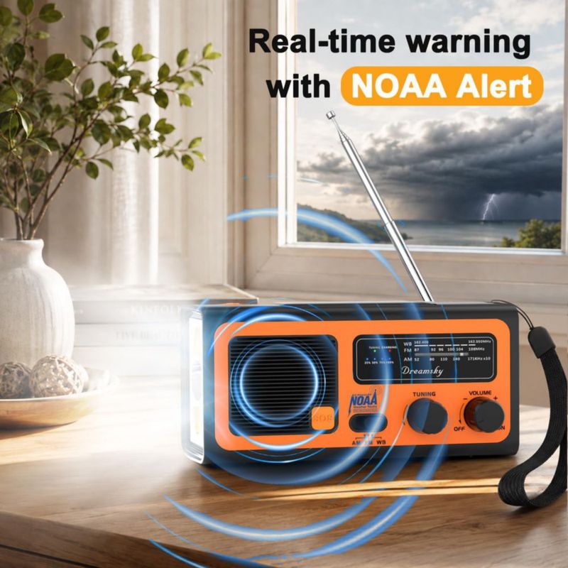 Radio DreamSky NOAA de Emergencia con Manivela y Energía Solar