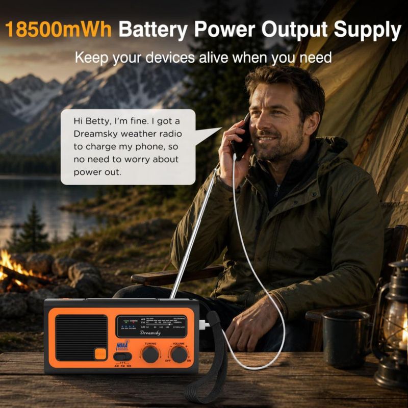 Radio DreamSky NOAA de Emergencia con Manivela y Energía Solar