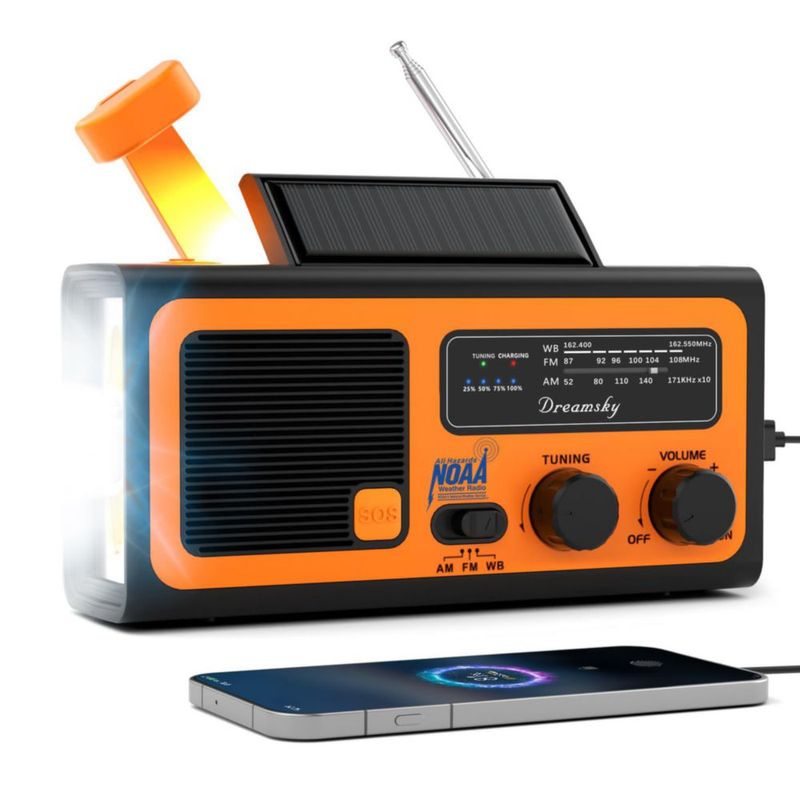 Radio DreamSky NOAA de Emergencia con Manivela y Energía Solar