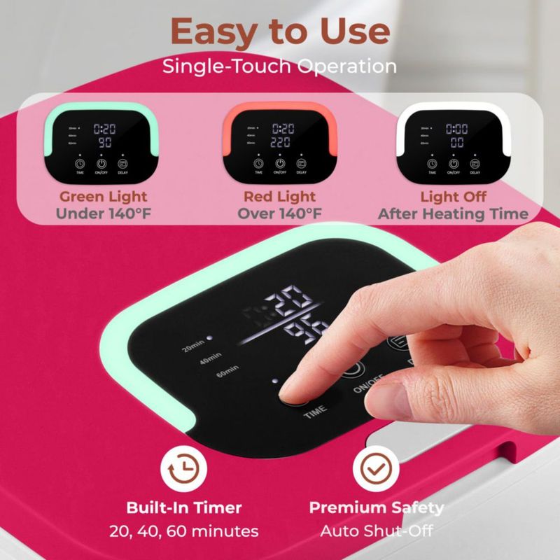 Calentador de Toallas SereneLife 31 cm Rosa con Pantalla LED