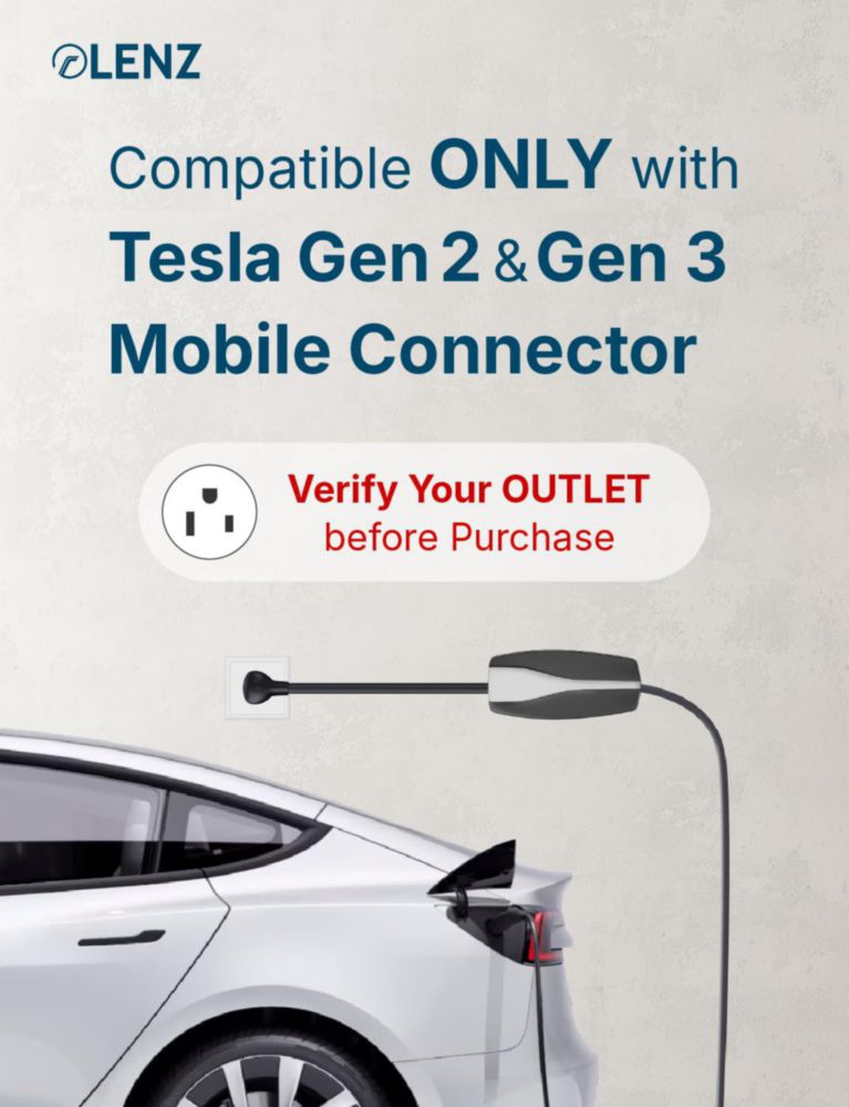 Adaptador LENZ NEMA 6-50 de 16 pulgadas para Tesla Gen 2/3