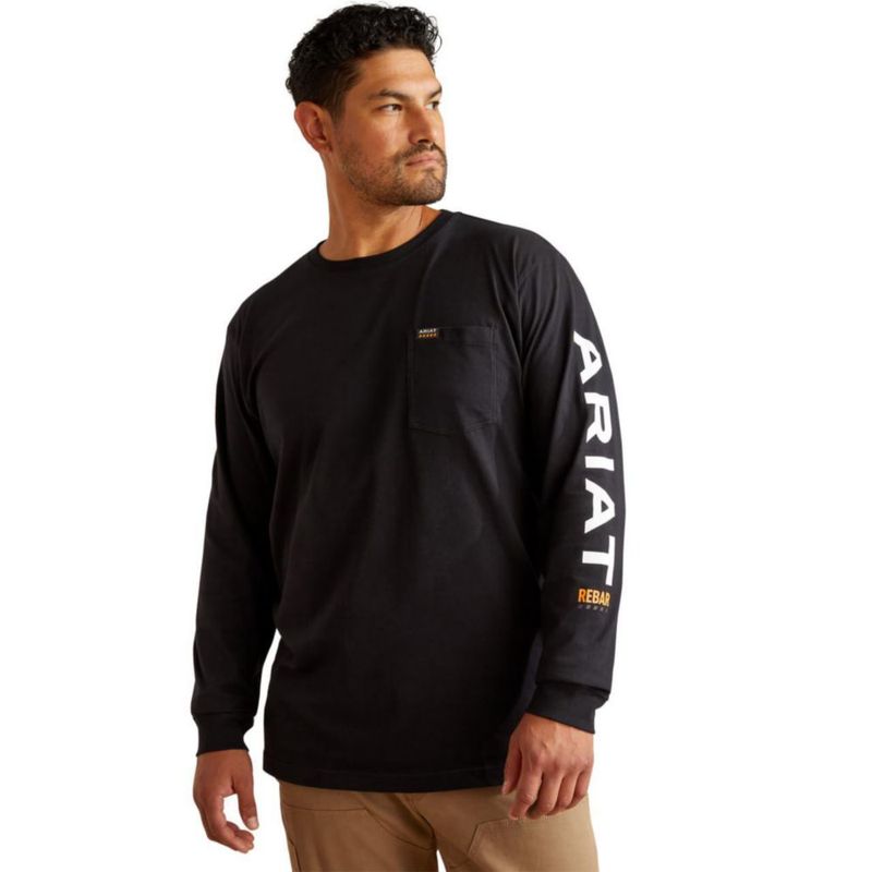 Camiseta ARIAT Rebar Algodón Negro/Blanco Talla XL