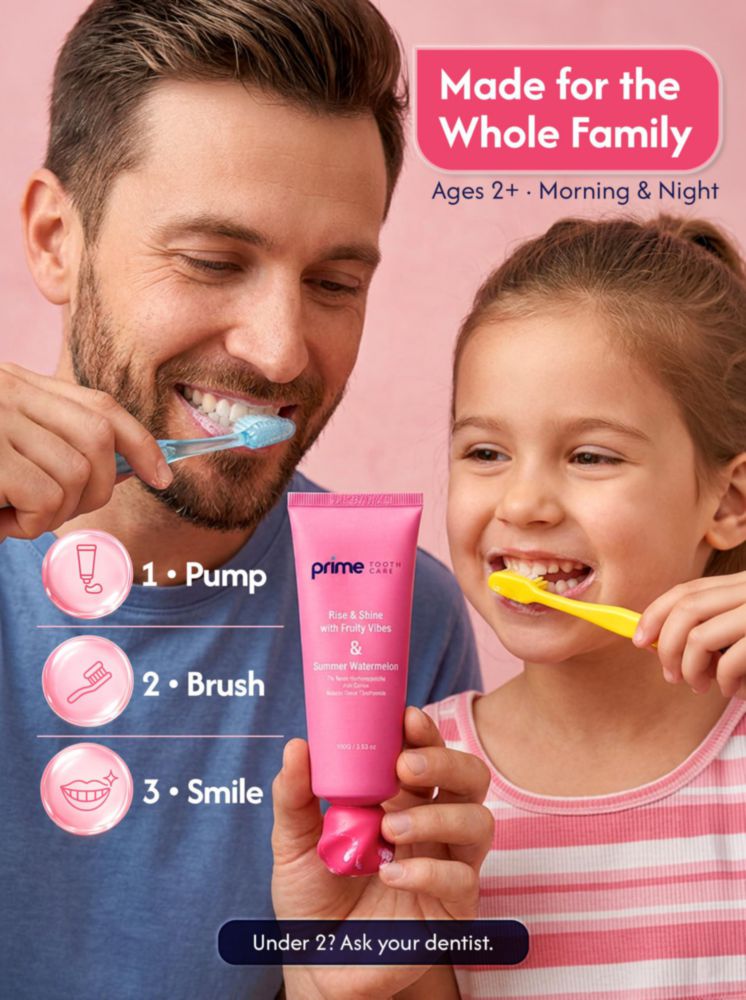 Pasta de dientes Prime Tooth Care 100 g sabor a sandía de verano sin flúor