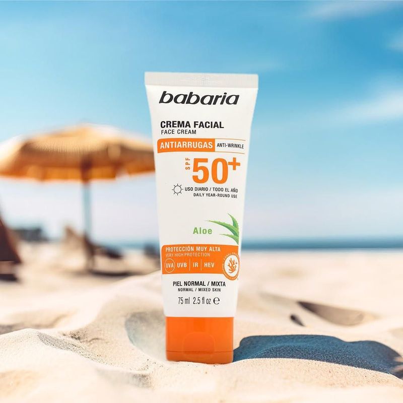 Protector solar facial Babaria Aloe Vera SPF50+ 75 ml UVA/UVB
