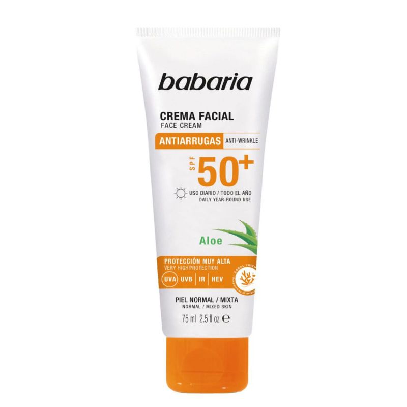 Protector solar facial Babaria Aloe Vera SPF50+ 75 ml UVA/UVB