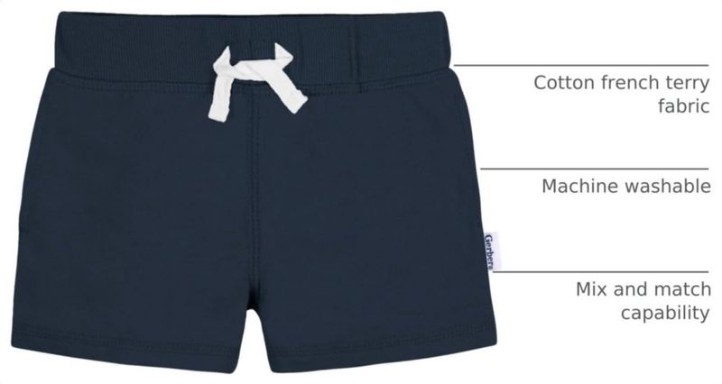 Pantalones cortos Gerber 5T Azul (3 unidades) de punto con cintura elástica