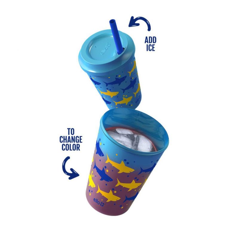 Vaso reutilizable Ello 355 ml pack de 10 cambia de color con temática de selva tropical