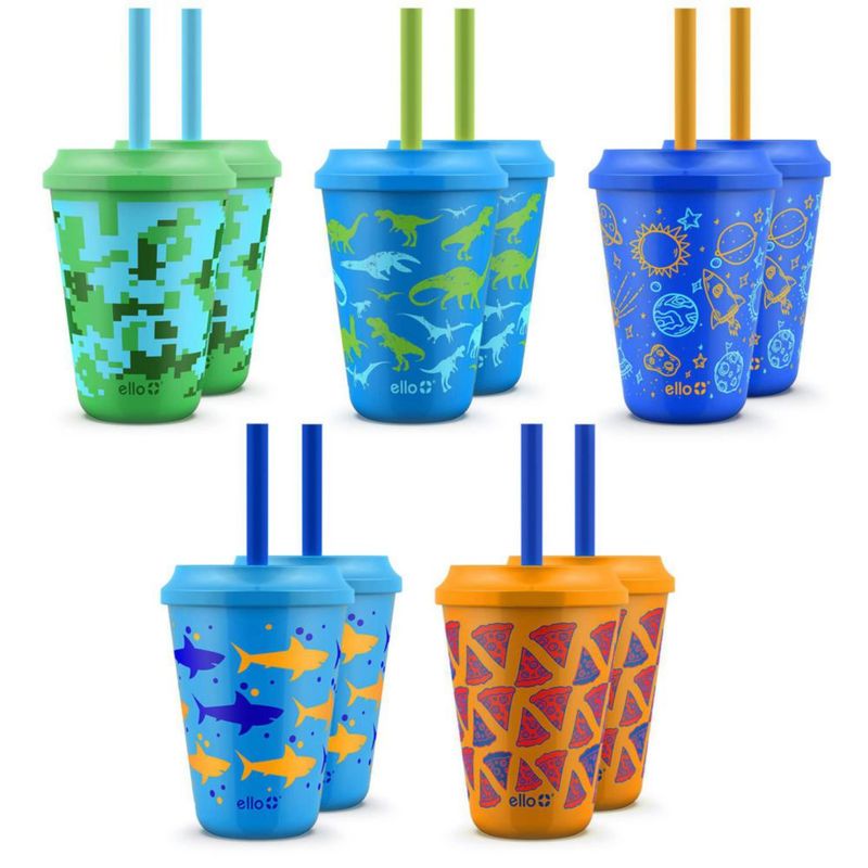 Vaso reutilizable Ello 355 ml pack de 10 cambia de color con temática de selva tropical