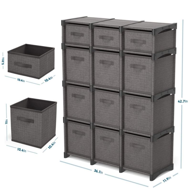 Organizador de Almacenamiento Nestl 91 cm x 30 cm x 43 cm Gris 12 Cubos