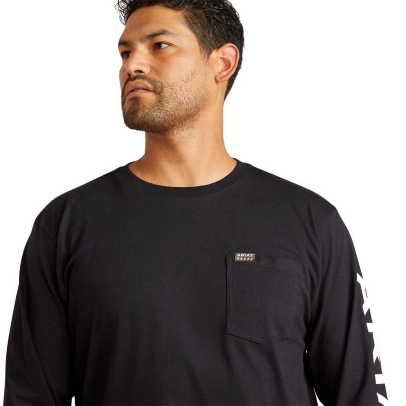 Camiseta ARIAT Rebar de Algodón Negra/Blanca - Talla Grande