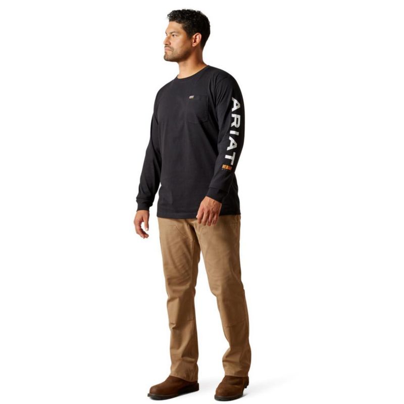 Camiseta ARIAT Rebar de Algodón Negra/Blanca - Talla Grande