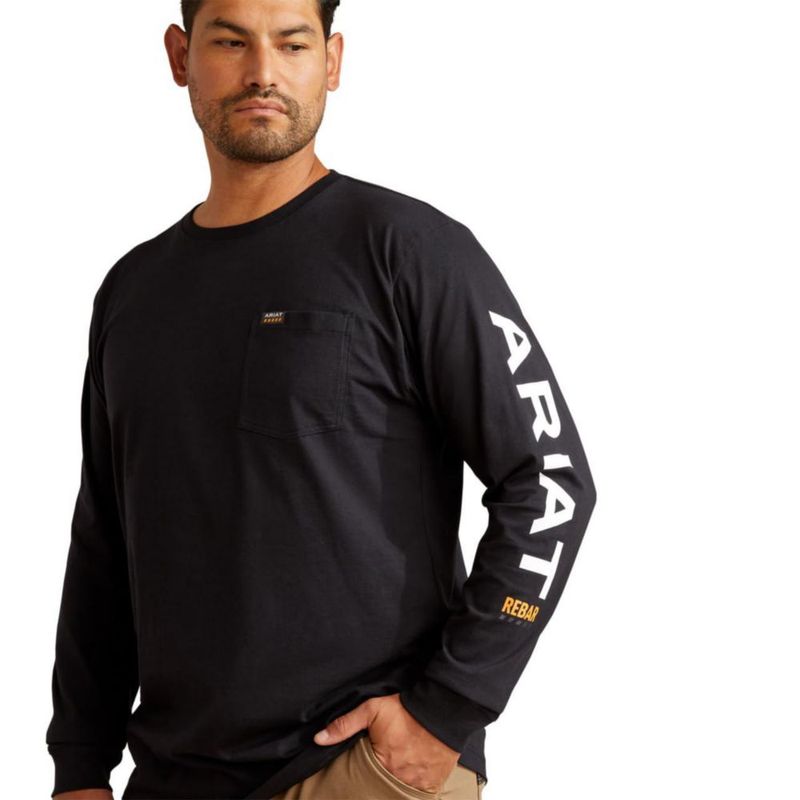 Camiseta ARIAT Rebar de Algodón Negra/Blanca - Talla Grande