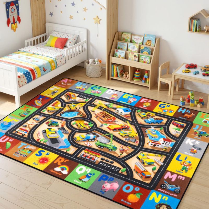 Alfombra Rogara Kids 152 cm Sitio de Construcción y ABC