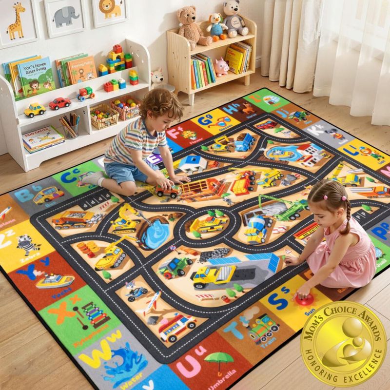 Alfombra Rogara Kids 152 cm Sitio de Construcción y ABC