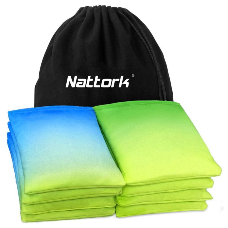 Juego de 8 bolsas de cornhole Nattork tamaño reglamentario