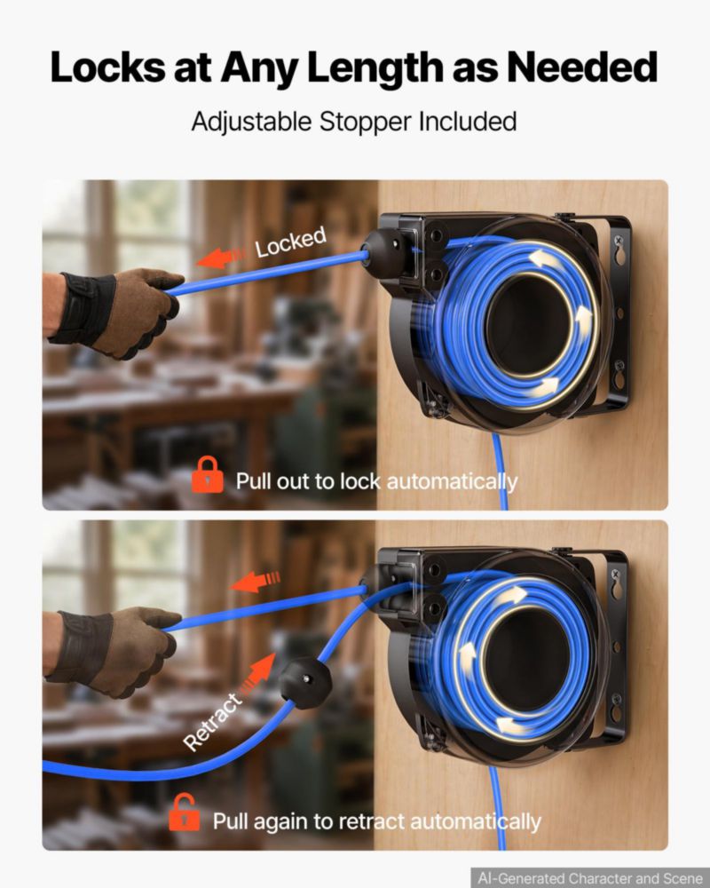 Bobina de cable extensible VEVOR 76 m 14 AWG/3C azul
