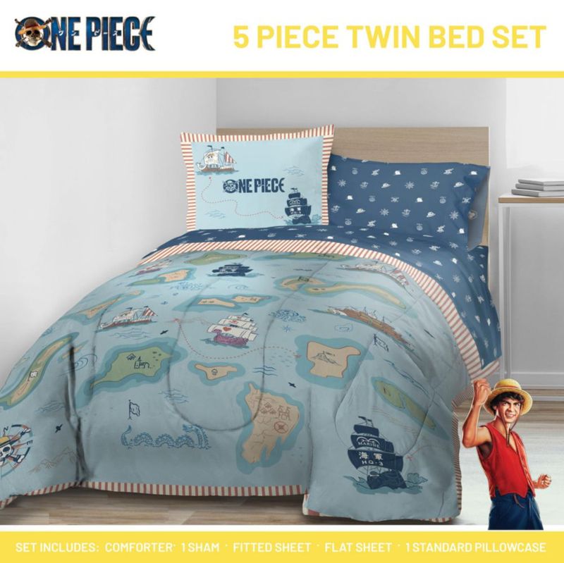 Juego de ropa de cama Jay Franco Twin de 5 piezas anime One Piece