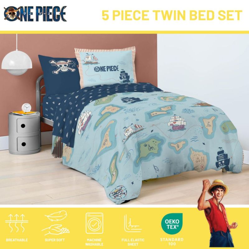 Juego de ropa de cama Jay Franco Twin de 5 piezas anime One Piece
