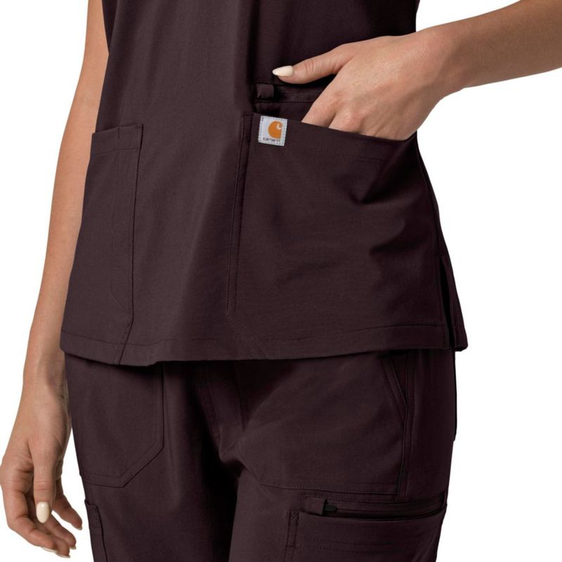 Top de Scrubs Carhartt Sepia Oscuro Cuello en V Cross-Flex