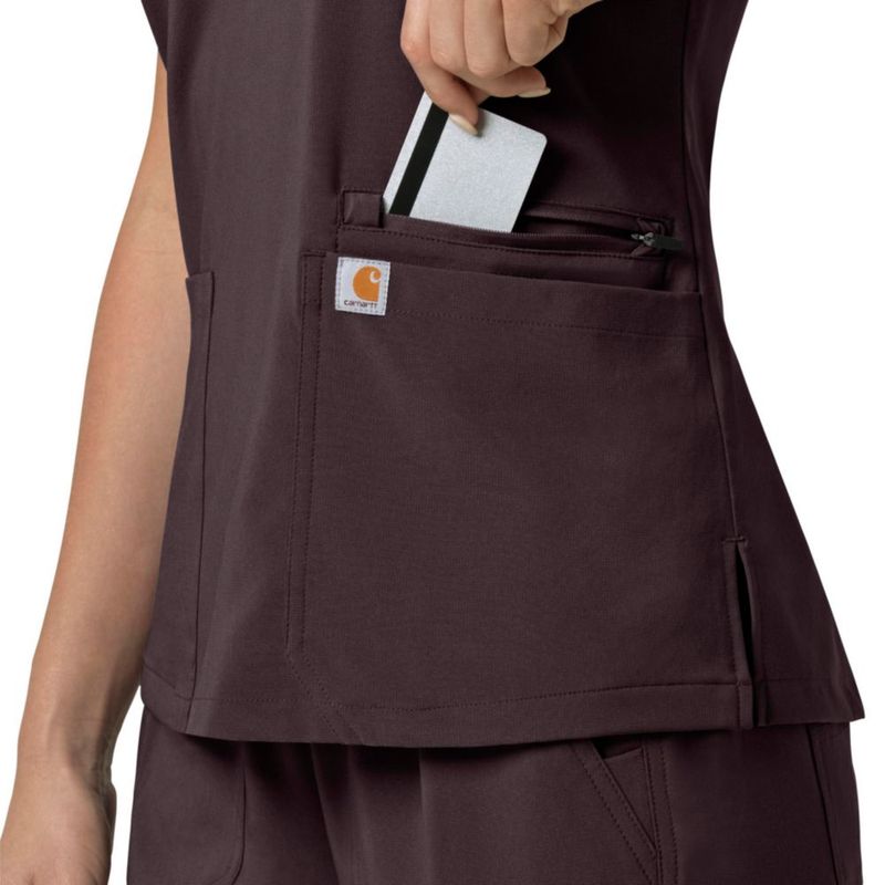 Top de Scrubs Carhartt Sepia Oscuro Cuello en V Cross-Flex