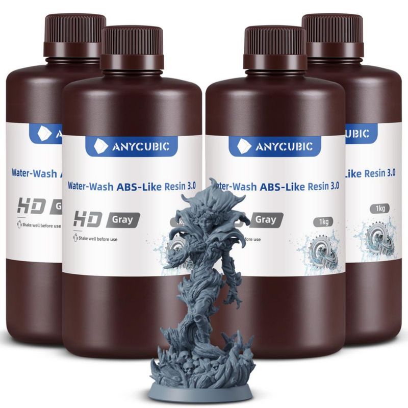 Resina para Impresora 3D ANYCUBIC 4 kg Lavable con Agua Gris