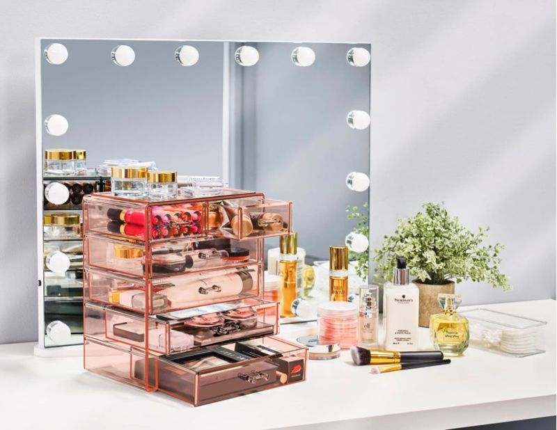 Organizador de maquillaje Sorbus acrílico con 4 cajones grandes y 2 pequeños