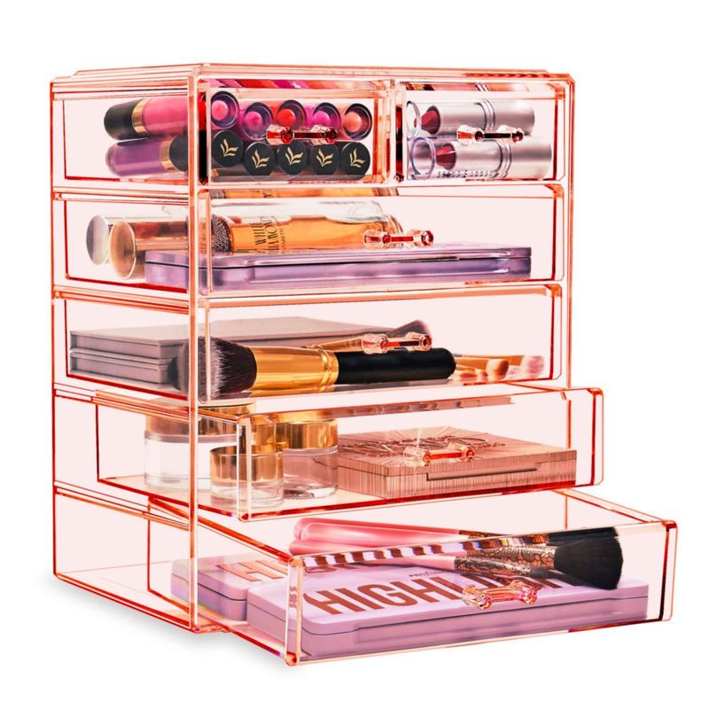 Organizador de maquillaje Sorbus acrílico con 4 cajones grandes y 2 pequeños